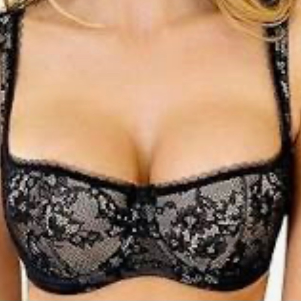 Rosme Lingerie Bra Floral Lace Underwired Black NWT Size 44DDD/F  NWT